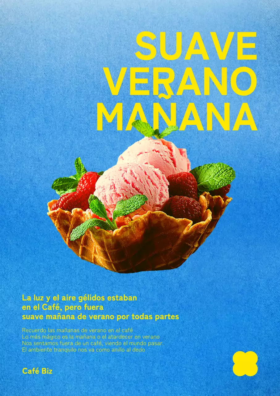 Menú de heladería con fondo azul