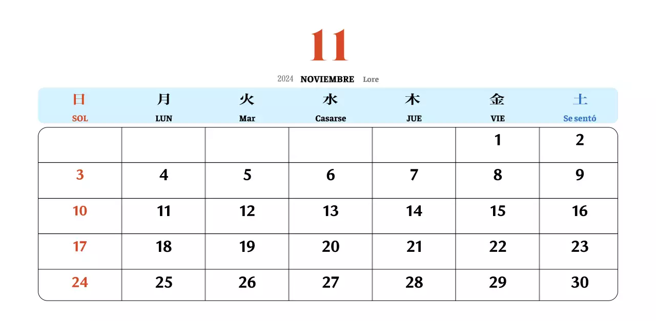 Calendario nostálgico de concepto retro en rojo y azul