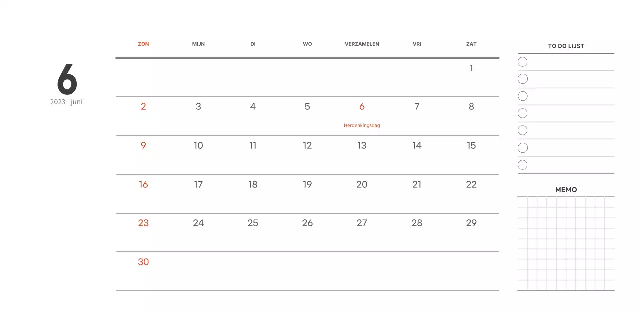 Eenvoudige, moderne stijl cafékalender