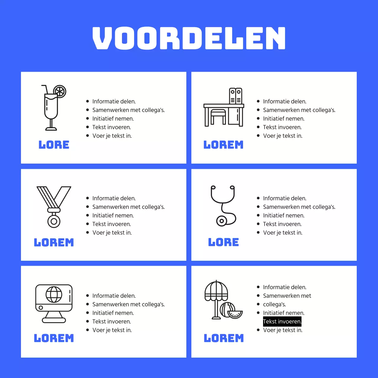 Dynamische, jeugdige zakelijke aankondiging met blauwe accenten
