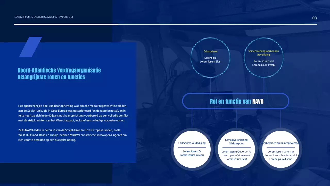 Eenvoudige presentatie Noord-Atlantische Verdragsorganisatie in blauw
