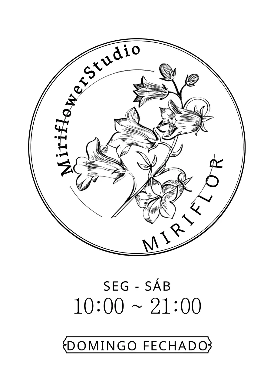 Sinal de logótipo de estúdio em estilo de ilustração floral sentimental a preto e branco