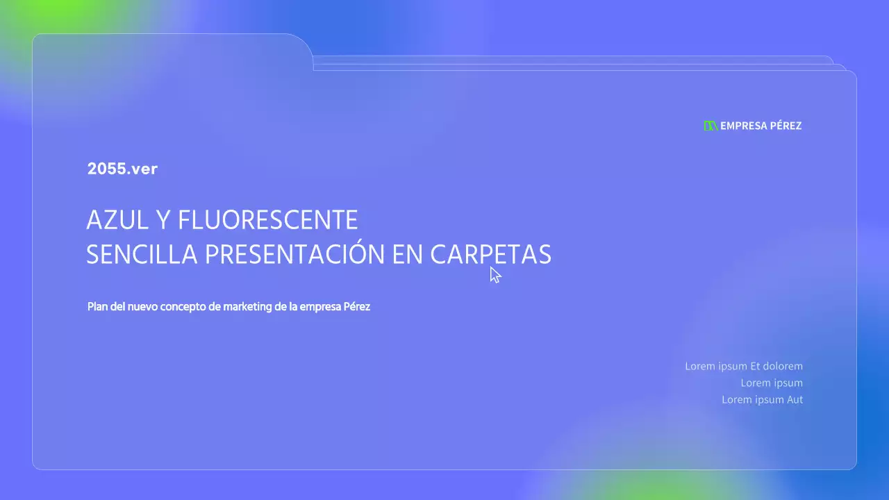 Carpetas sencillas en azul y colores fluorescentes