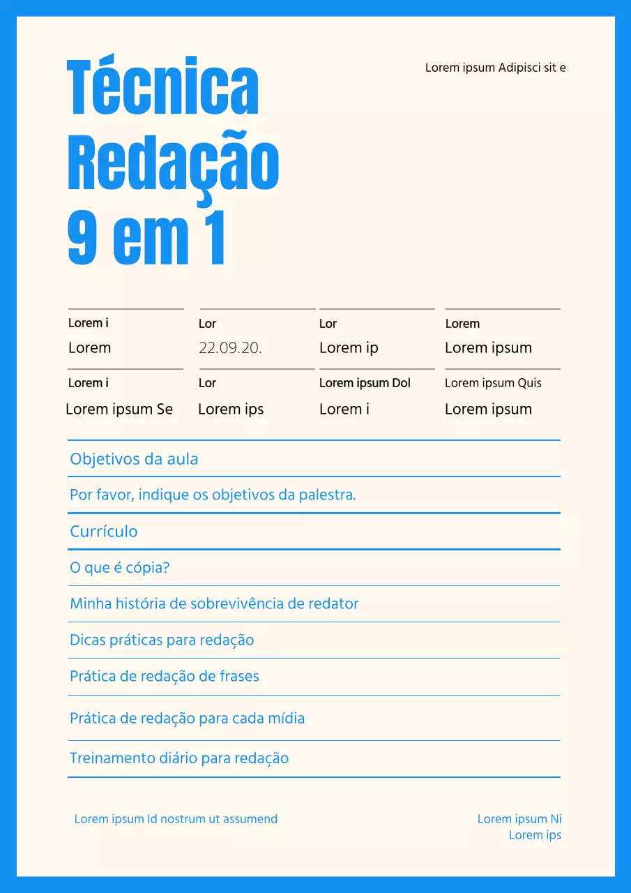 Programa do curso de redação técnica em azul e marfim documentos curriculares