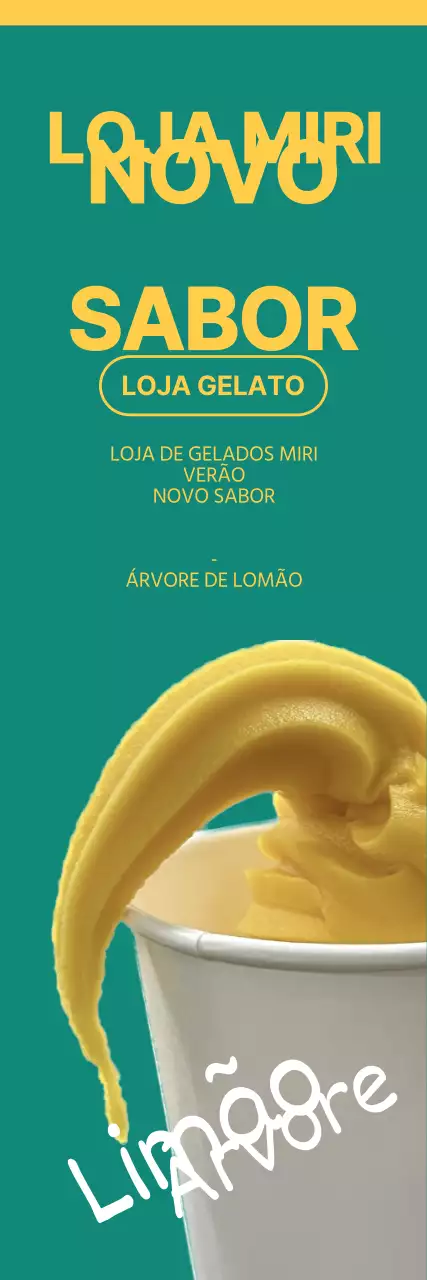 Menu de verão da gelataria Lemon em amarelo