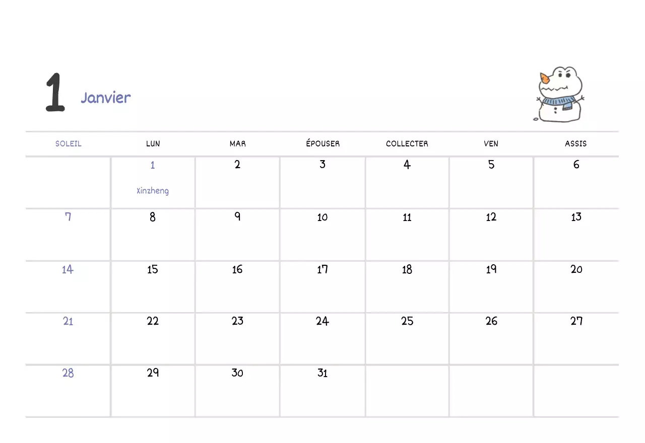 Un calendrier avec un joli concept d'illustration d'Argo