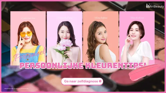 Roze persoonlijke kleurdiagnostische tips met portretten