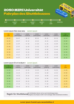 Bekanntgabe des Fahrplans für die lindgrünen und gelben Shuttle-Busse der Universität