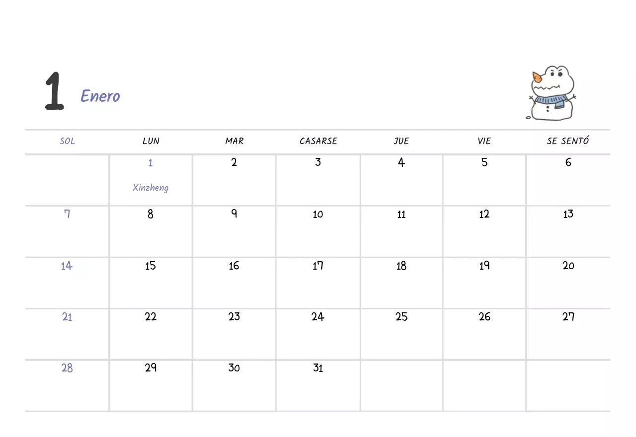 Un calendario con un bonito concepto de ilustración de Argo