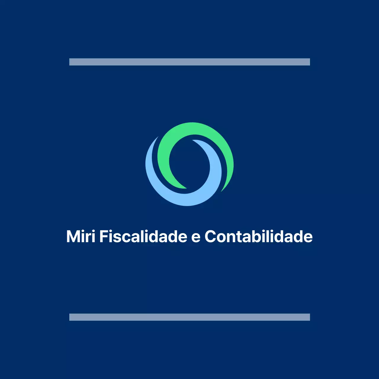 Faixa azul-marinho de escritório público com o logótipo e o nome do serviço fiscal e de contabilidade.