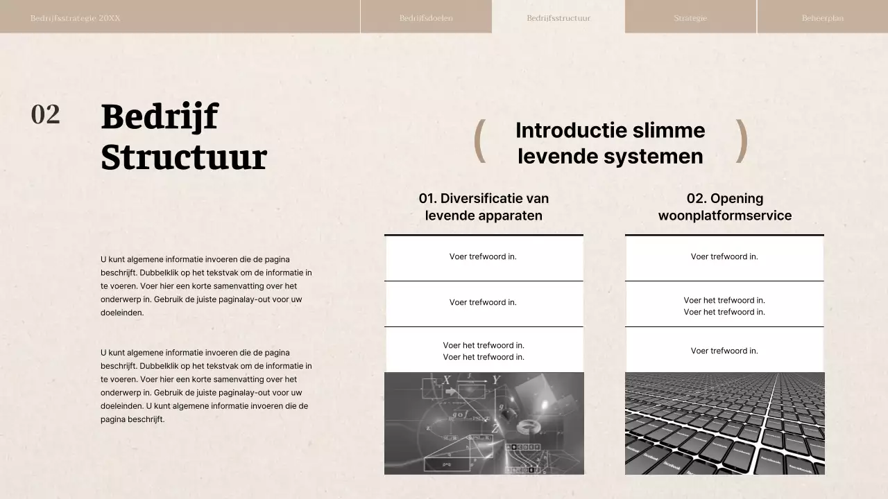 Rapport over bedrijfsstrategie met beige papiertextuur