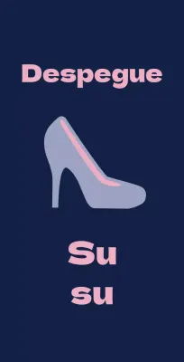 Zapatillas de ballet sobre fondo azul marino con un cartel que pide quitarse las zapatillas.