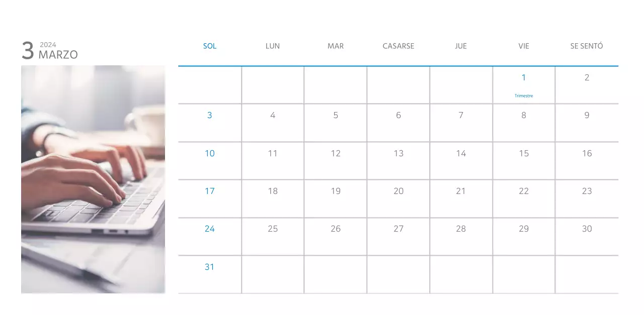 Calendario de empresa blanco y sencillo