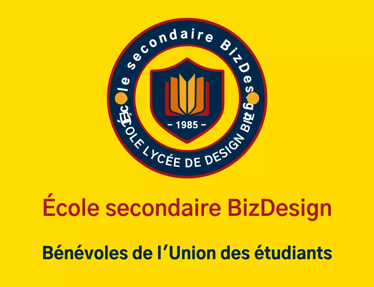 Logo simple et propre combinant le symbole du bouclier et l'emblème en jaune et bleu marine-rouge. Organisation de service gouvernemental pour les étudiants des écoles secondaires.