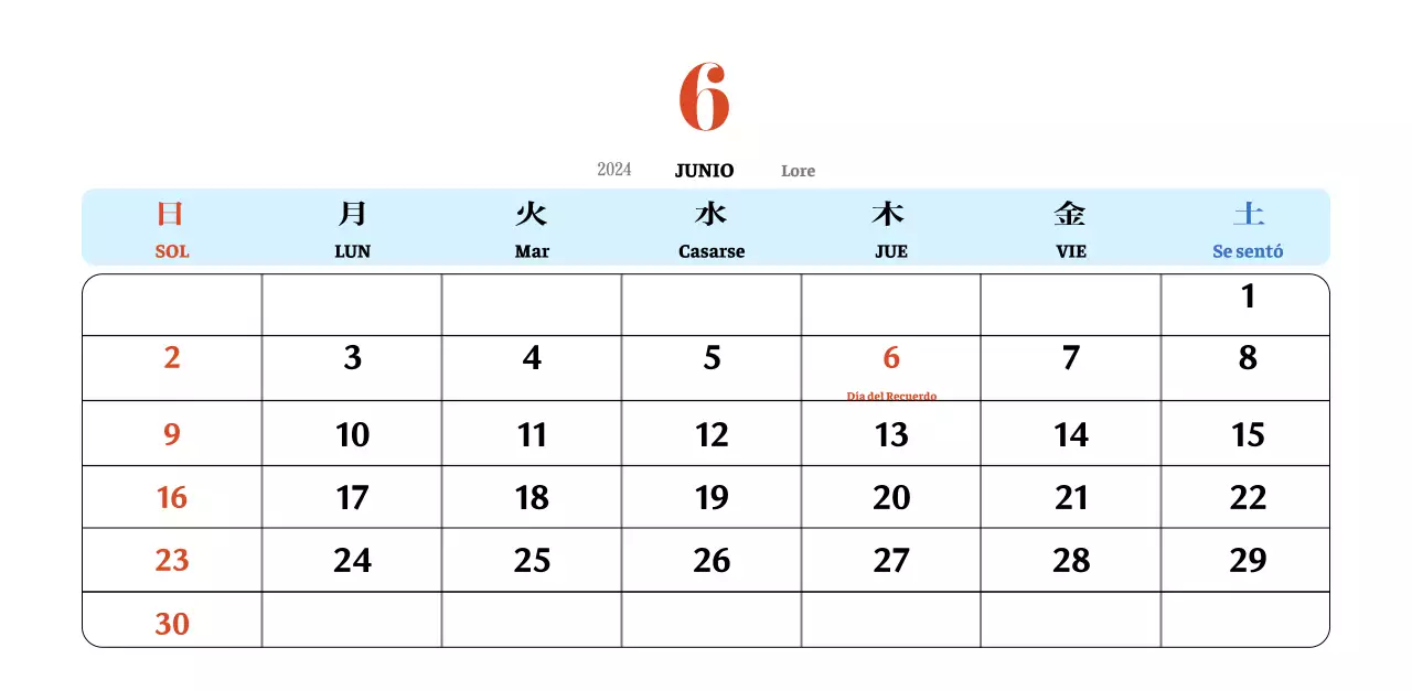 Calendario nostálgico de concepto retro en rojo y azul