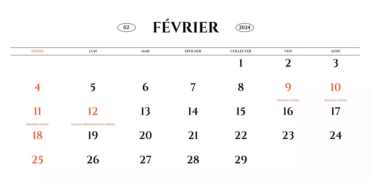 Calendrier mural de style simple avec concept de photographie de voyage émotionnelle en noir et blanc