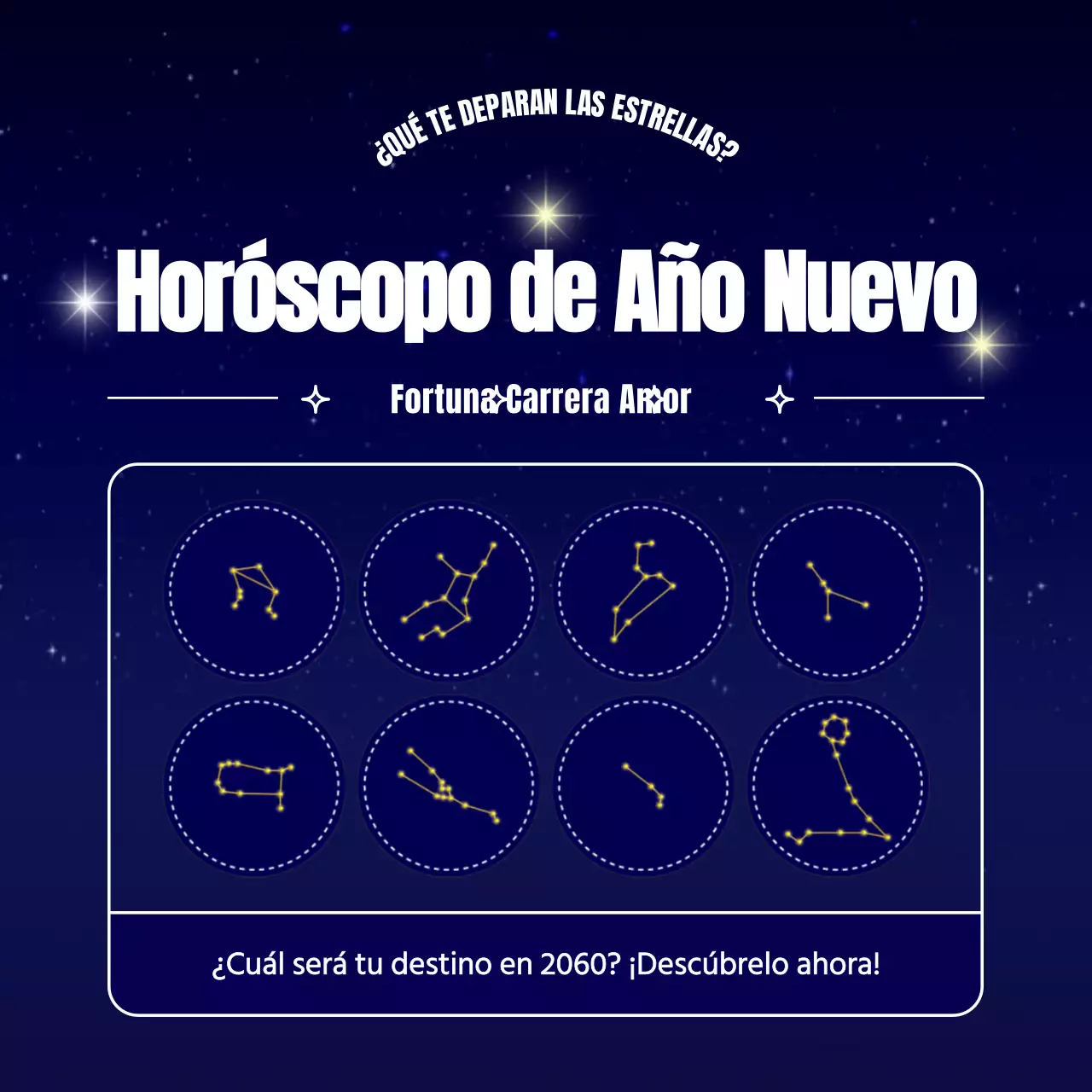 Horóscopo de año nuevo con cielo azul y concepto de estrella brillante