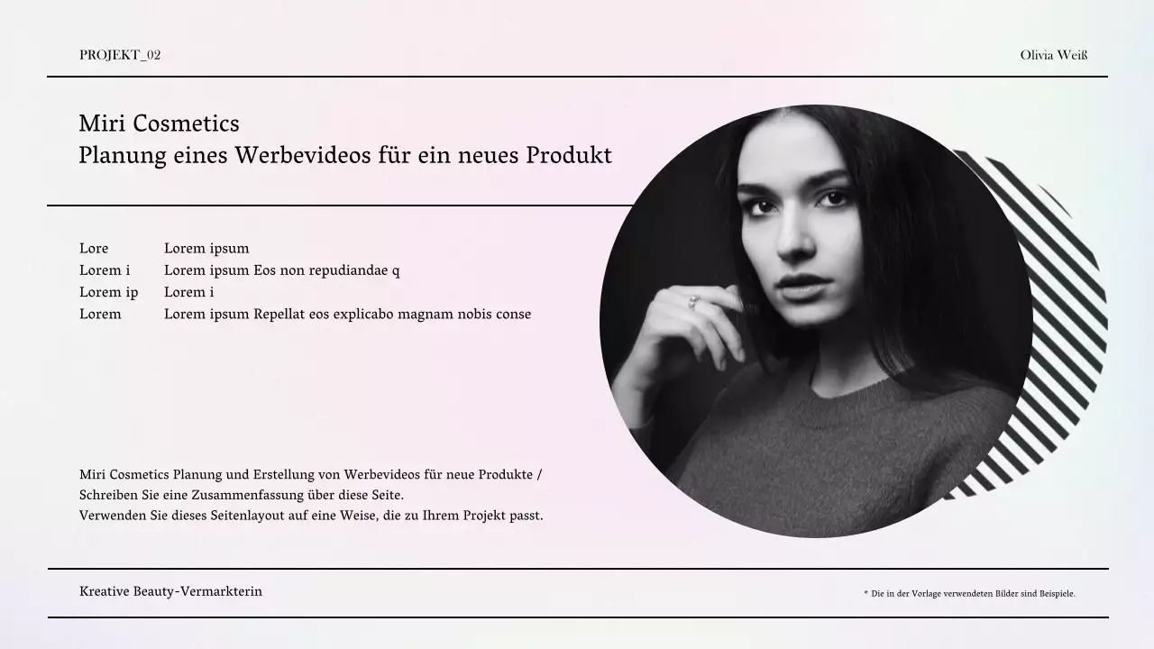 Ein luxuriöses Beauty-Marketing-Portfolio in Lila und Blau