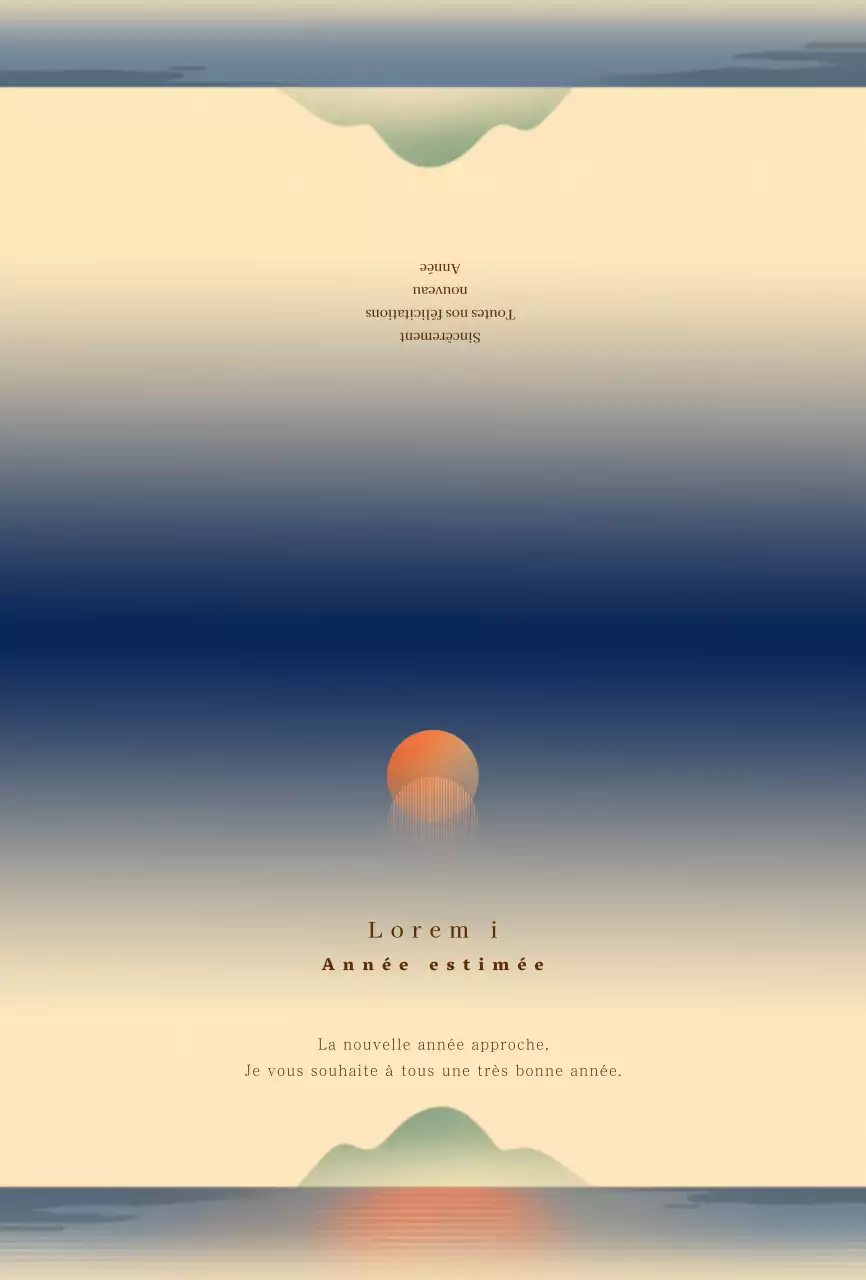 Carte de vœux du Nouvel An avec dégradé de soleil levant