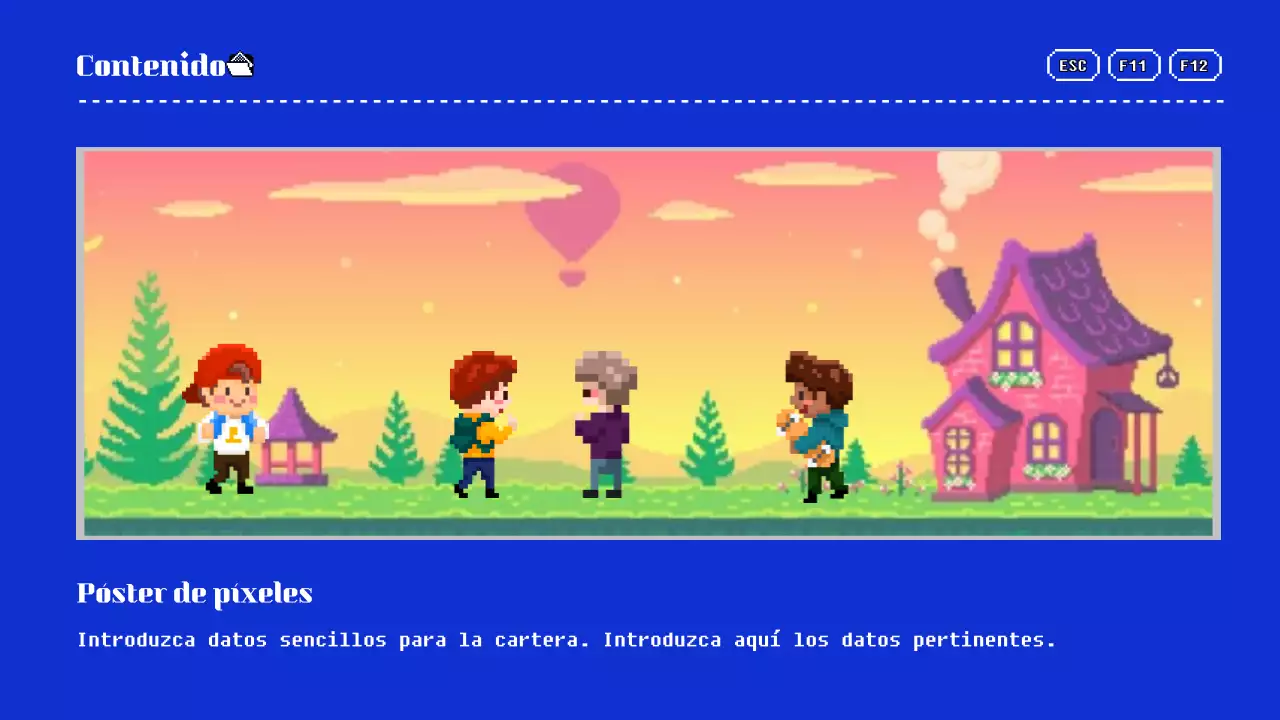 Presentación de la cartera en azul y amarillo