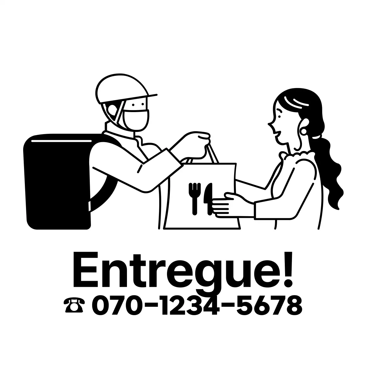 Texto de entrega moderno e simples e estilo de ilustração do entregador