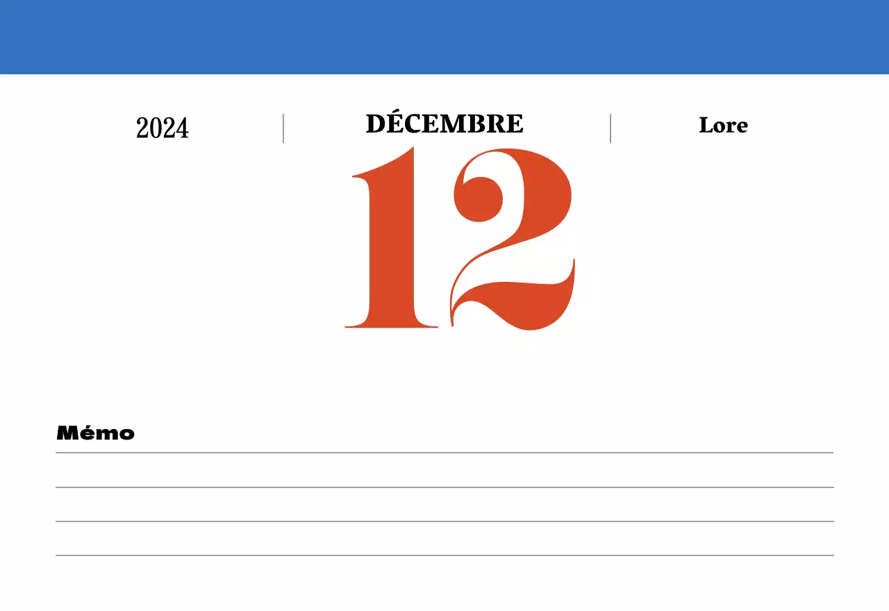 Calendrier rétro conceptuel de la nostalgie en rouge et bleu