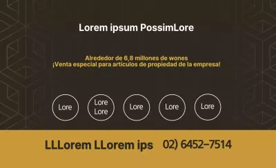 Estilo de texto sencillo en ocre y blanco con información de venta