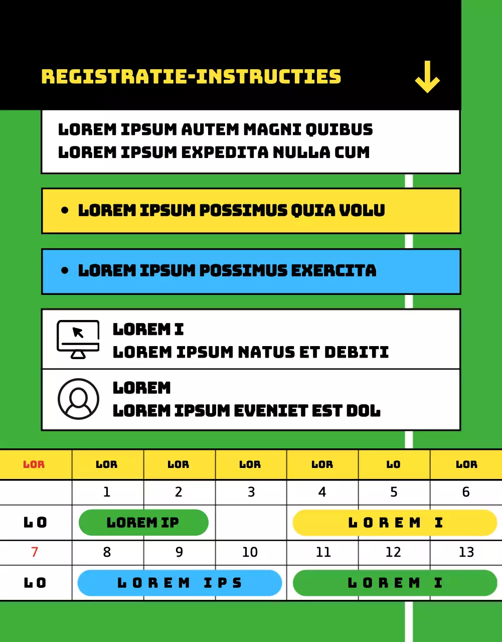 Het blauwgroene registratiebericht voor het sportcentrum