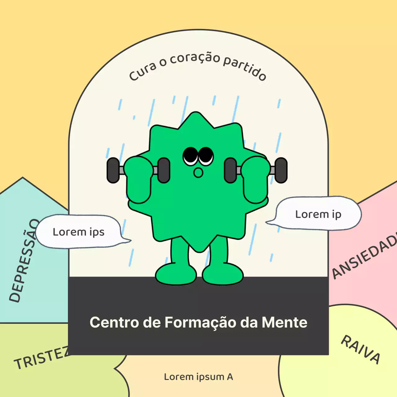Bonito centro de aconselhamento psicológico amarelo e verde