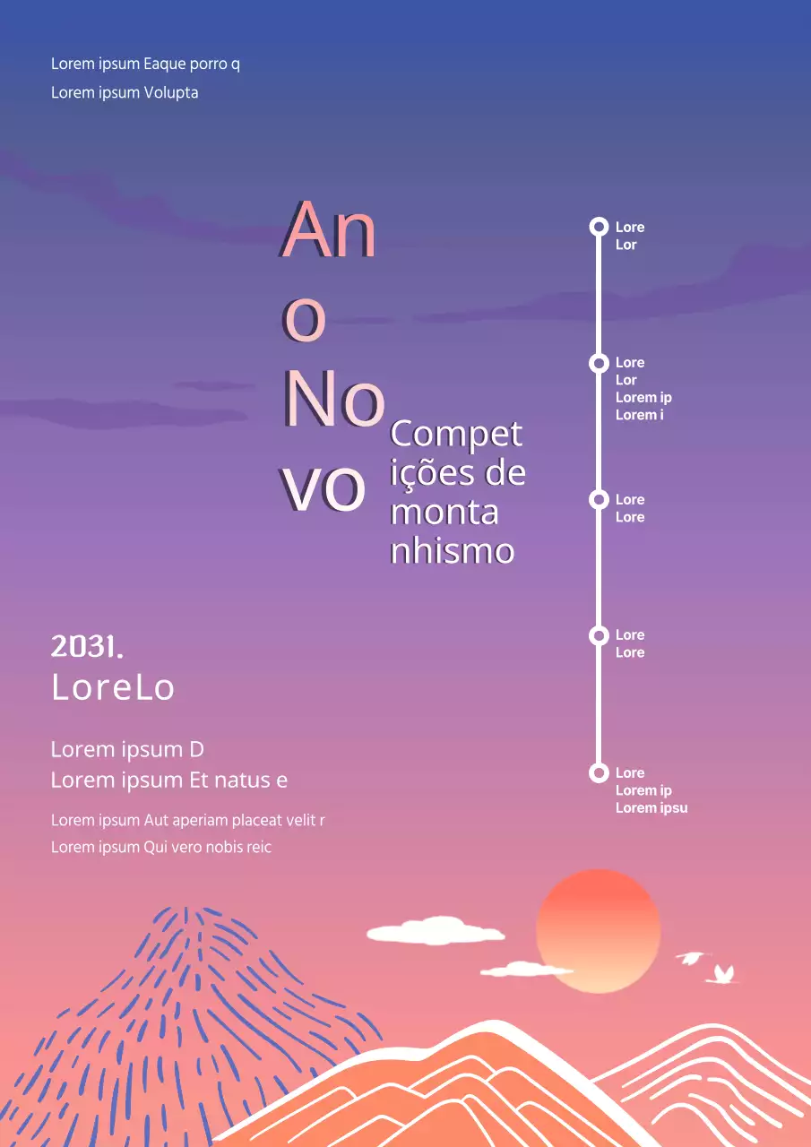 Caminhada no dia de Ano Novo para celebrar o nascer do sol com um fundo gradiente