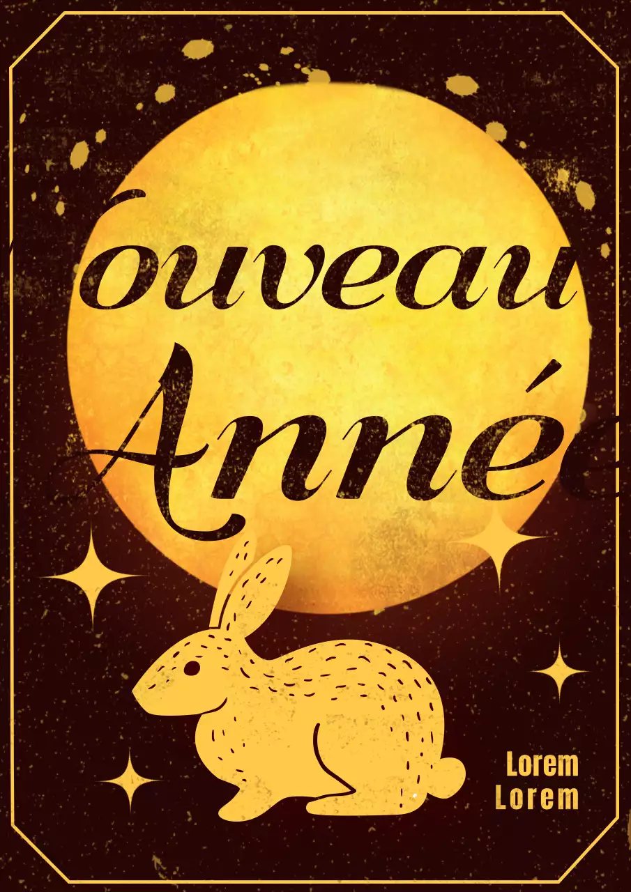 Carte de vœux du Nouvel An en marron et jaune