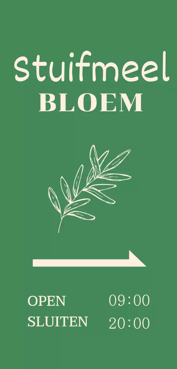 Teken van bloemenwinkel met botanische illustraties op groene achtergrond