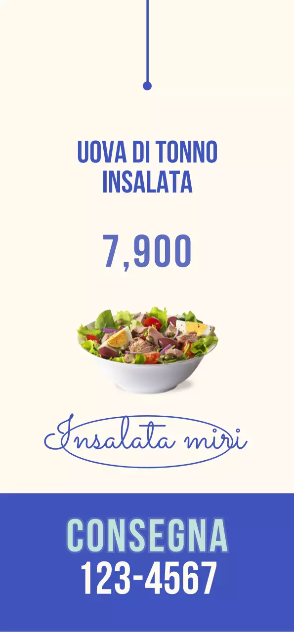 Un banner per insalate fresche e rinfrescanti con accenti blu