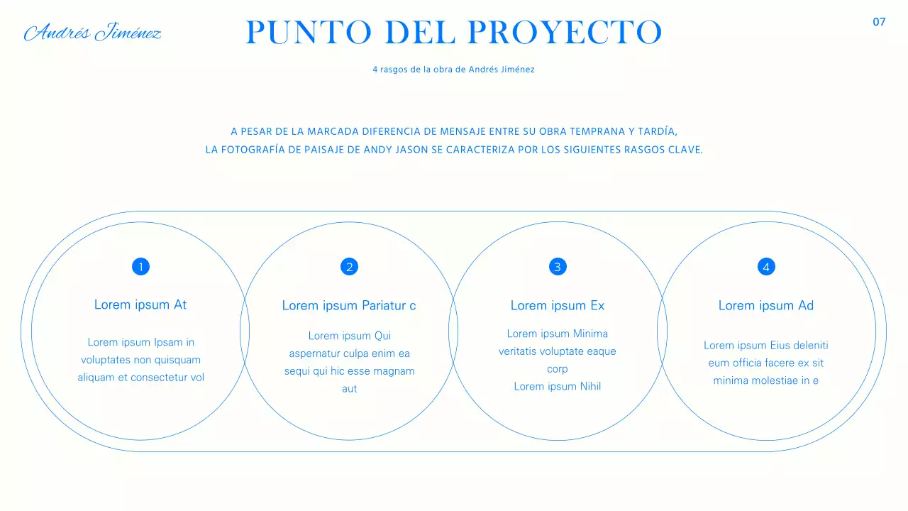 Moderno reportaje en azul, negro y blanco