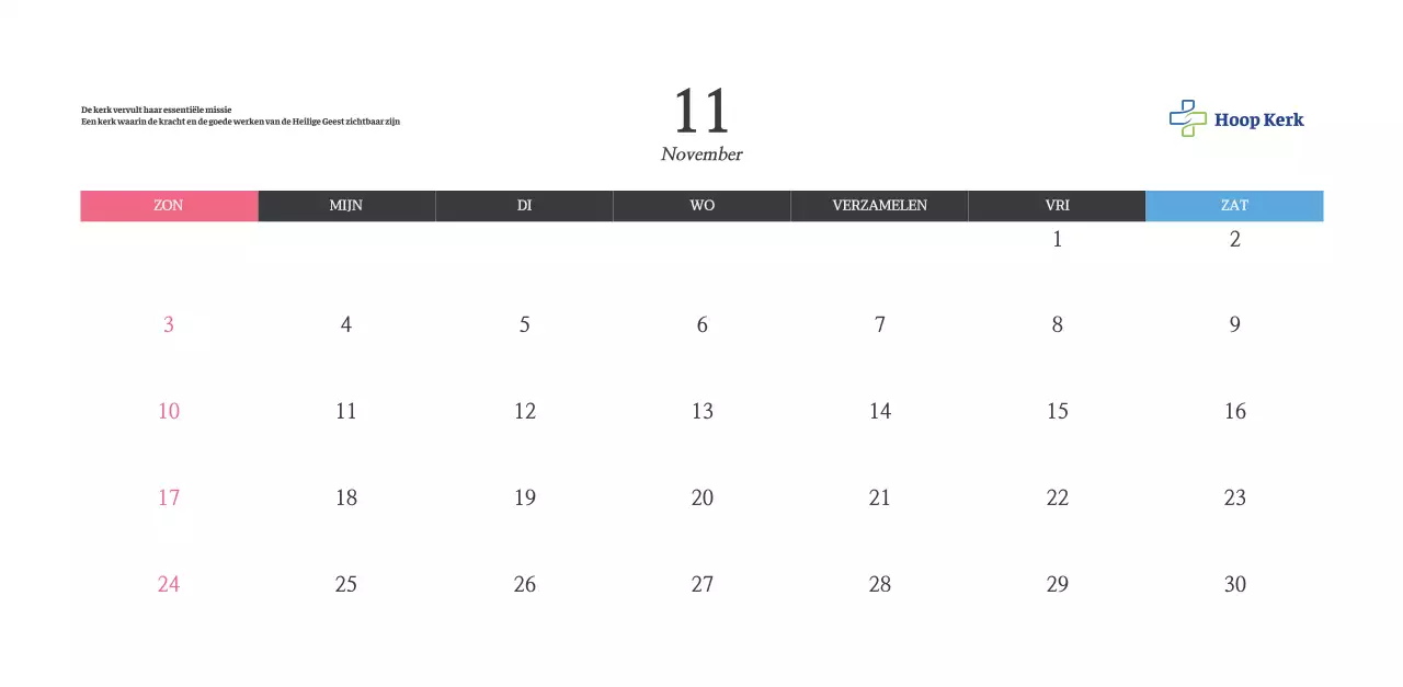 Kalender met opbeurende kerkafbeeldingen