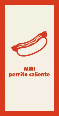 Vendedor de restaurante de perritos calientes sobre fondo marfil con contorno rojo