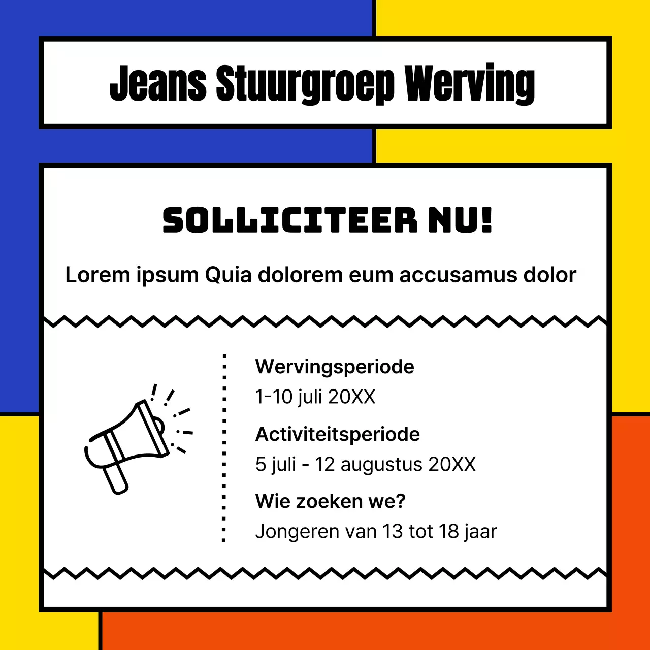 Een kleurrijke geometrische aankondiging van het Jongerendagfestival