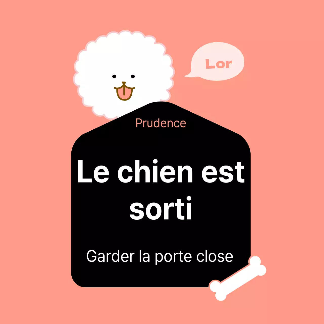 Illustration d'un chiot mignon en rose pâle et noir Le chiot sort de chez lui texte incitatif