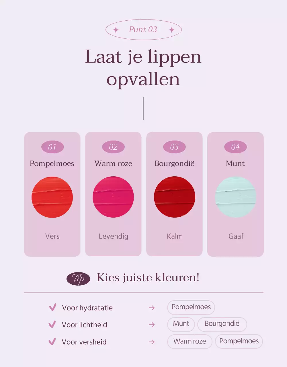Emotionele getinte cosmetica om roze en paarse foto's te benadrukken