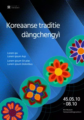 Zwart Blauw Modern Patroon Koreaanse Dancheong Illustratie Tentoonstelling