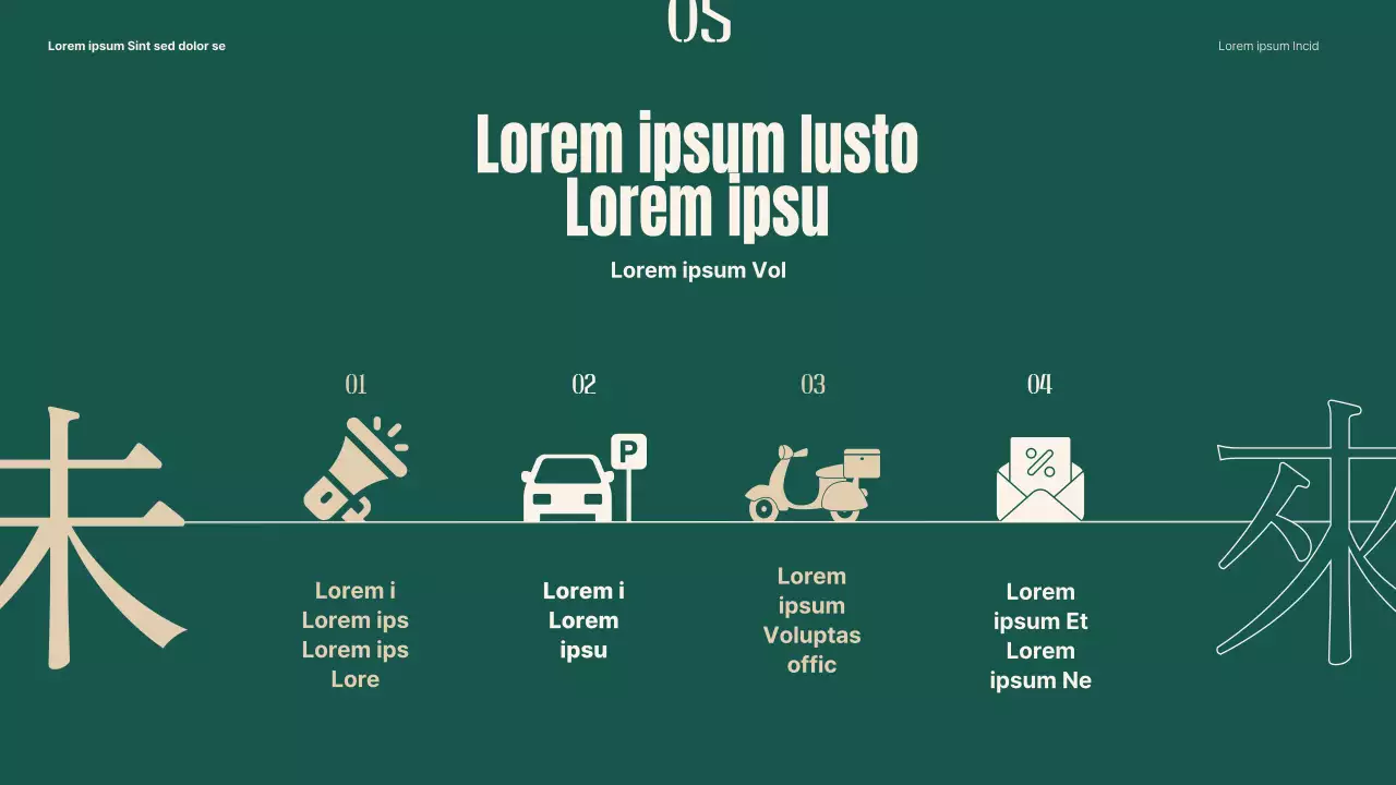 Plan zur Wiederbelebung traditioneller Märkte mit grünen und beigen Objekten und Typografie