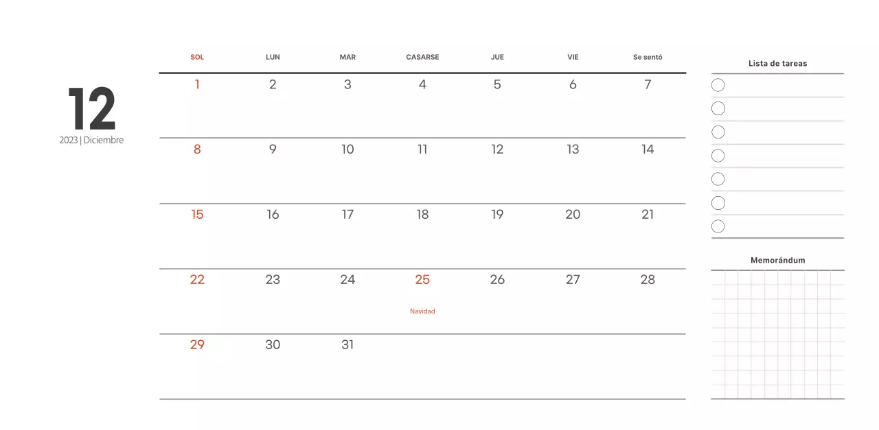 Calendario de cafetería de estilo sencillo y moderno