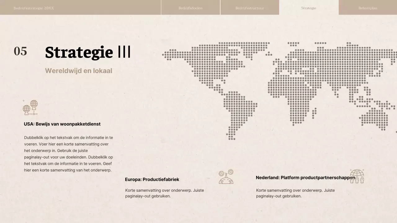 Rapport over bedrijfsstrategie met beige papiertextuur