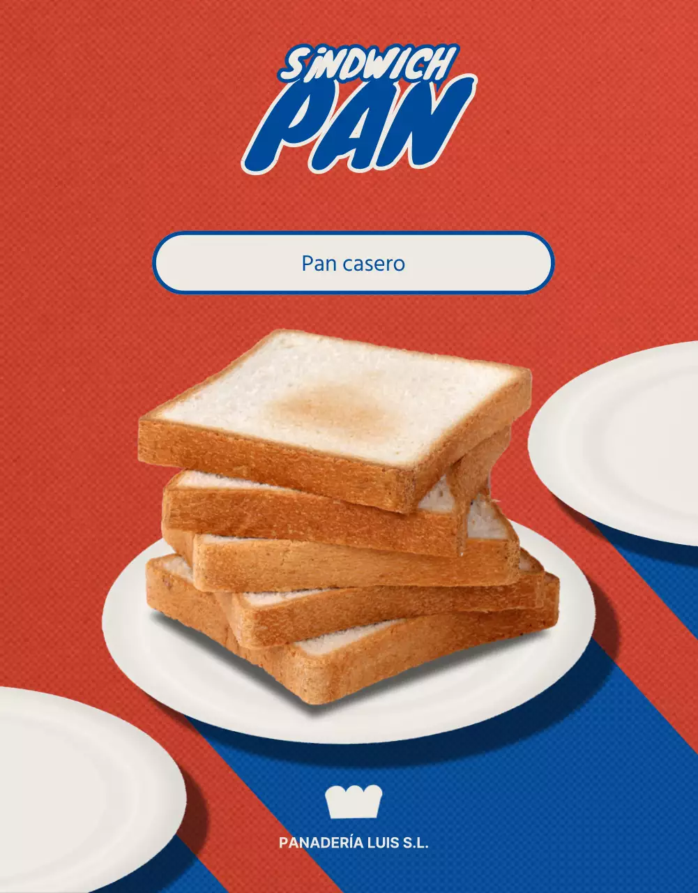 Presentación del pan vintage rojo y azul