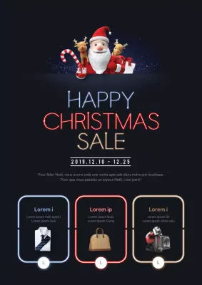 Promouvoir une simple vente de Noël avec un Père Noël bleu marine et Rudolph