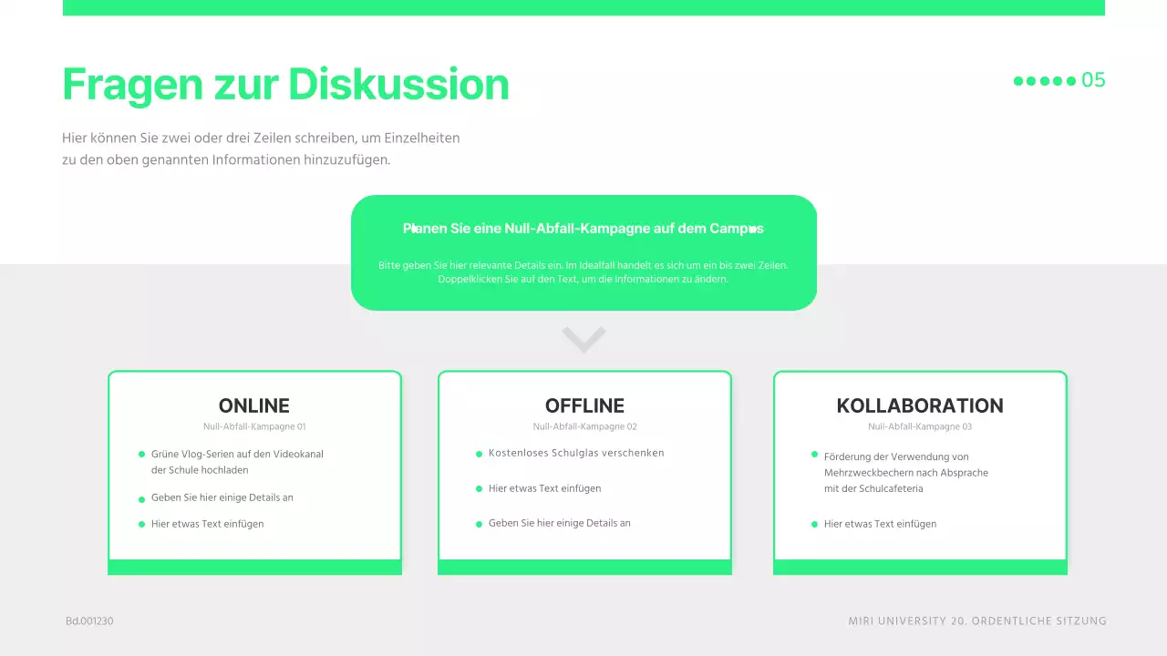 Eine einfache, lindgrüne Studentenratssitzung