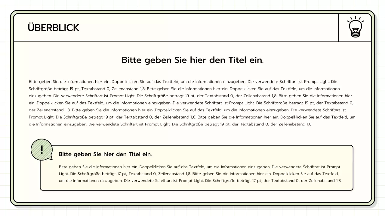 Ein Basis-Präsentationspaket in Gelb, Lindgrün und Blau