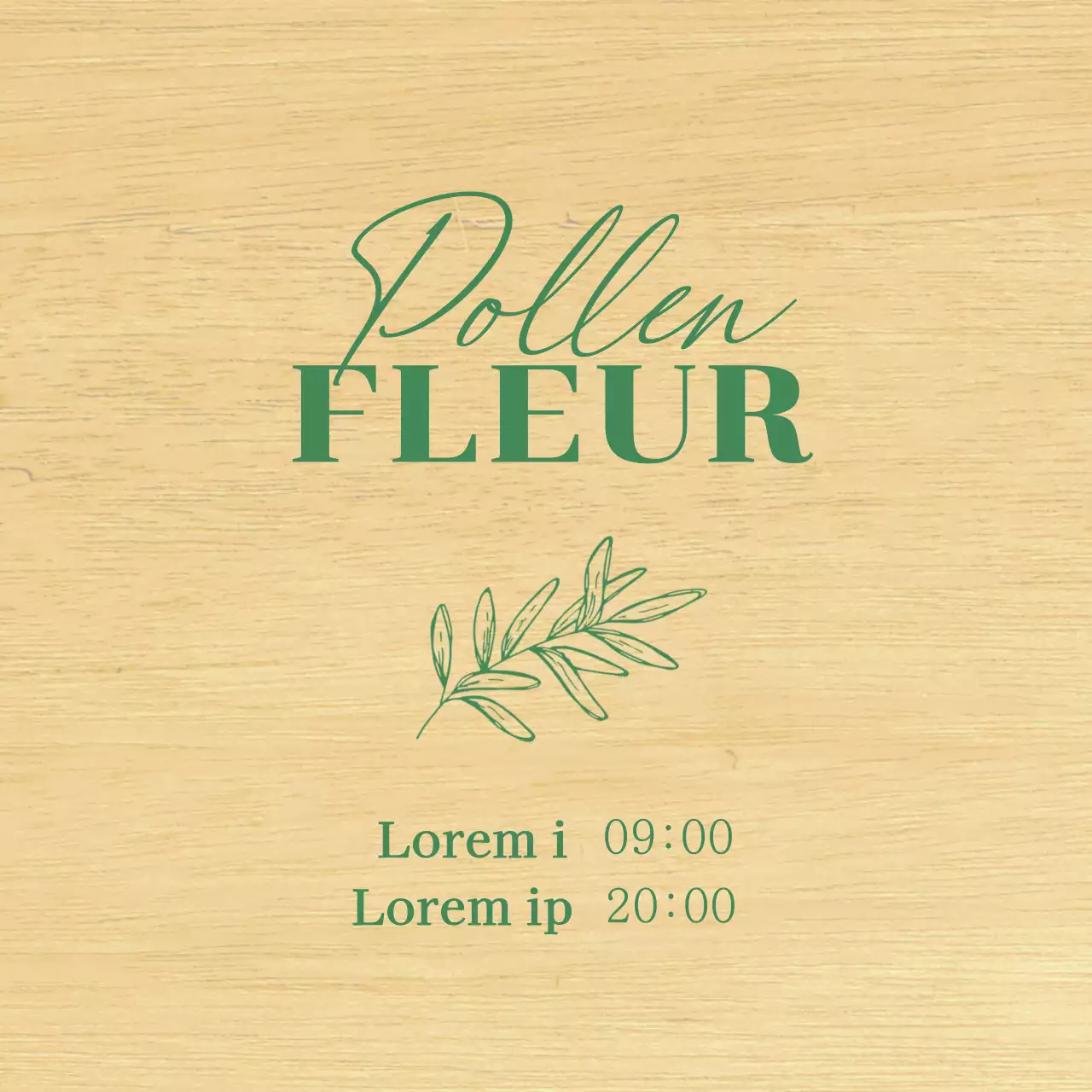 Conception d'un magasin de fleurs avec des illustrations botaniques vertes, esquissées à la main