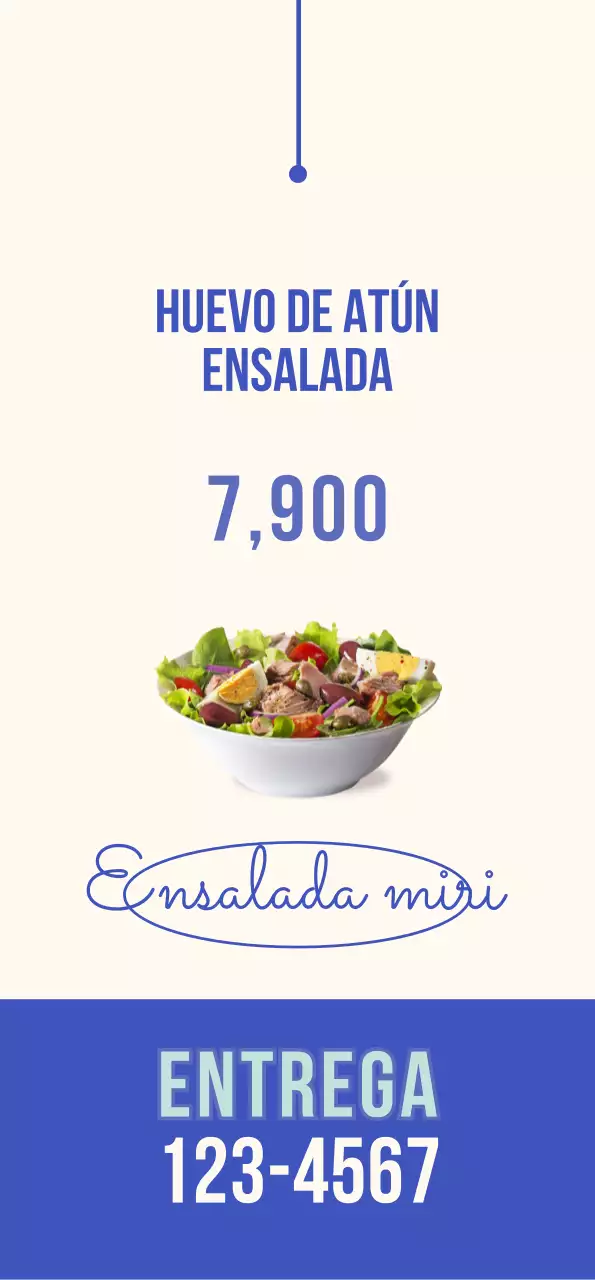 Una pancarta de ensalada fresca y refrescante con toques azules