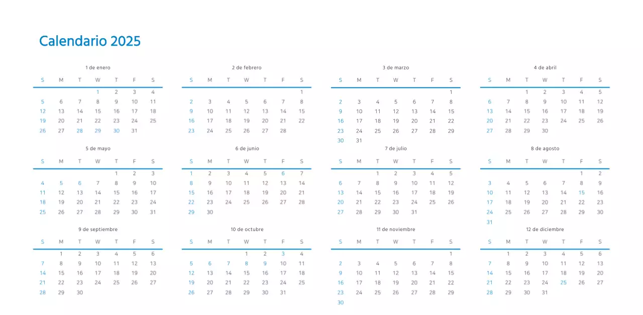 Calendario de empresa blanco y sencillo